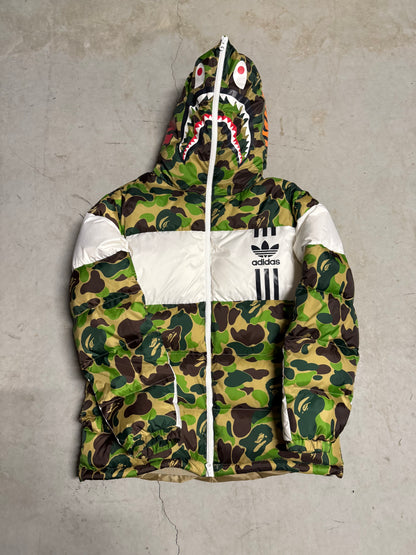 ADIDAS x BAPE ABC CAMO FIREBIRD SHARKFULL-ZIP PUFFER (PREOWNED)