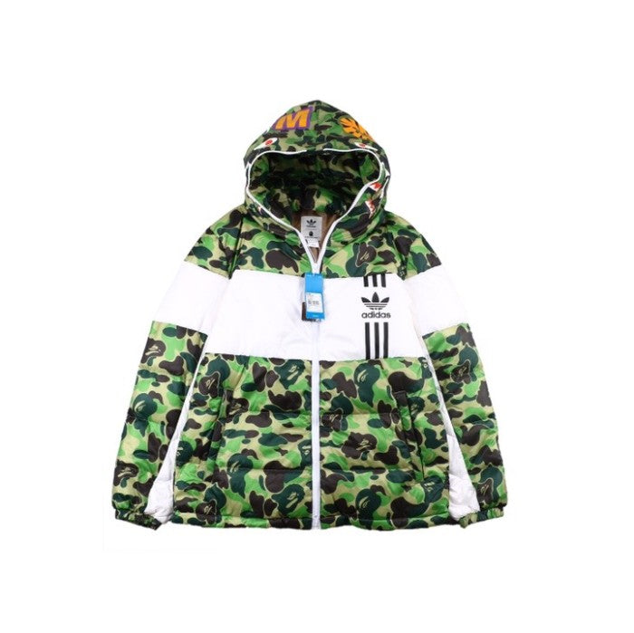 ADIDAS x BAPE ABC CAMO FIREBIRD SHARKFULL-ZIP PUFFER (PREOWNED)